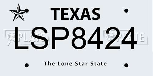 LSP8424 Texas License Plate