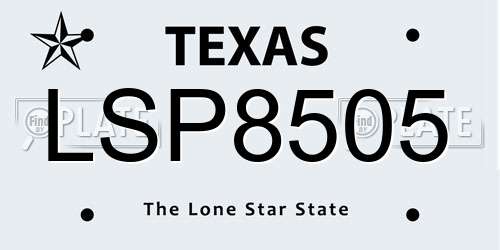 LSP8505 Texas License Plate