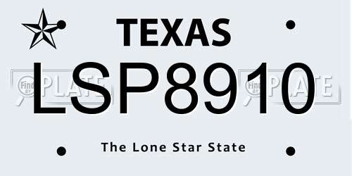 LSP8910 Texas License Plate