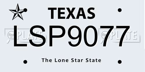 LSP9077 Texas License Plate