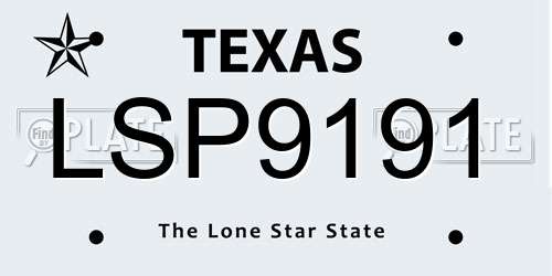 LSP9191 Texas License Plate