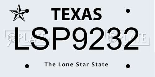 LSP9232 Texas License Plate