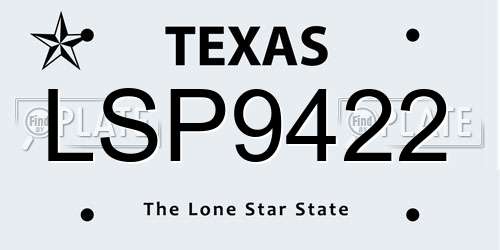 LSP9422 Texas License Plate