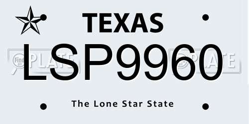 LSP9960 Texas License Plate