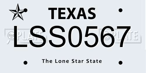 LSS0567 Texas License Plate