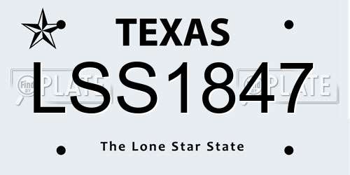 LSS1847 Texas License Plate