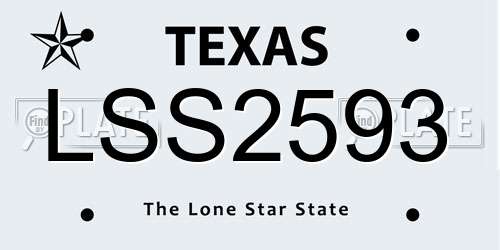LSS2593 Texas License Plate