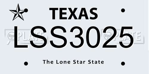 LSS3025 Texas License Plate