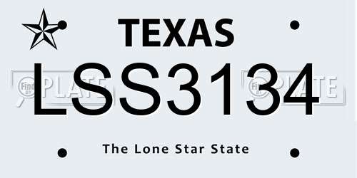 LSS3134 Texas License Plate