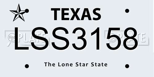 LSS3158 Texas License Plate