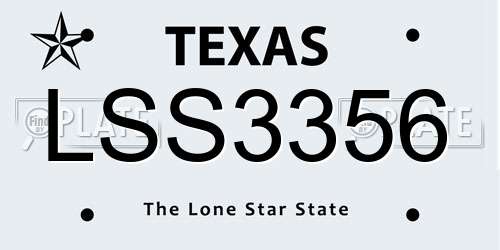 LSS3356 Texas License Plate