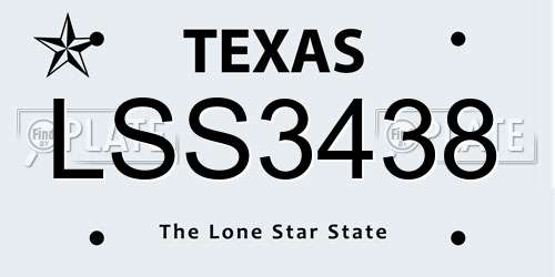 LSS3438 Texas License Plate