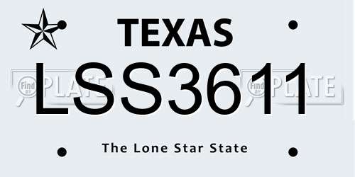 LSS3611 Texas License Plate