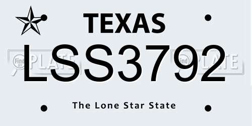 LSS3792 Texas License Plate