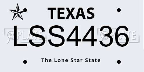 LSS4436 Texas License Plate