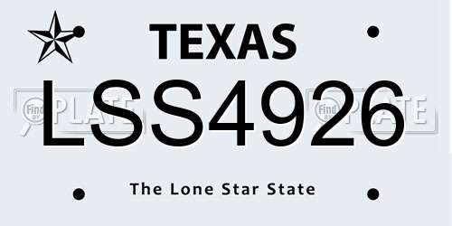 LSS4926 Texas License Plate
