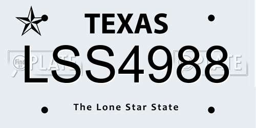 LSS4988 Texas License Plate