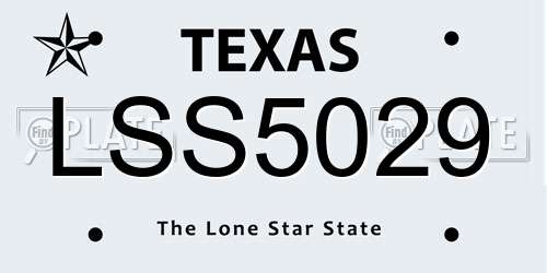 LSS5029 Texas License Plate
