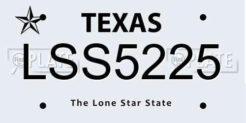 LSS5225 Texas License Plate