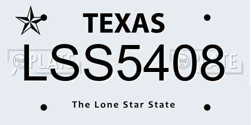 LSS5408 Texas License Plate