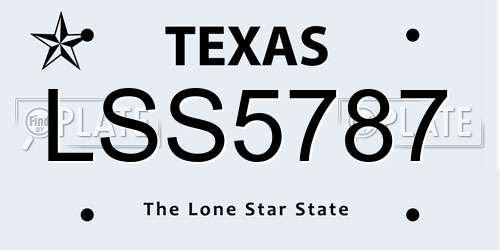 LSS5787 Texas License Plate
