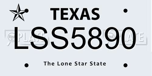 LSS5890 Texas License Plate