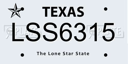 LSS6315 Texas License Plate