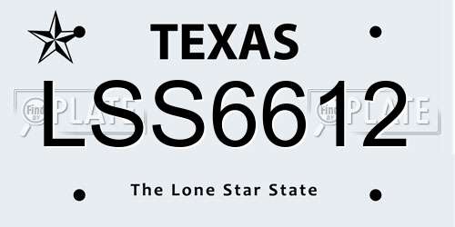LSS6612 Texas License Plate