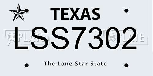 LSS7302 Texas License Plate