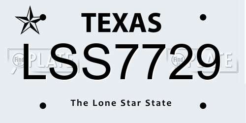 LSS7729 Texas License Plate