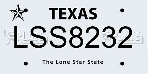 LSS8232 Texas License Plate