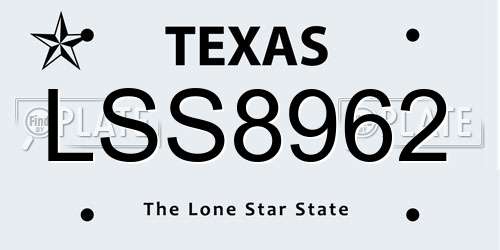 LSS8962 Texas License Plate