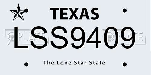 LSS9409 Texas License Plate