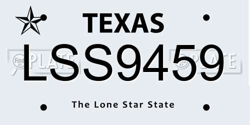 LSS9459 Texas License Plate