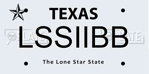 LSSIIBB Texas License Plate
