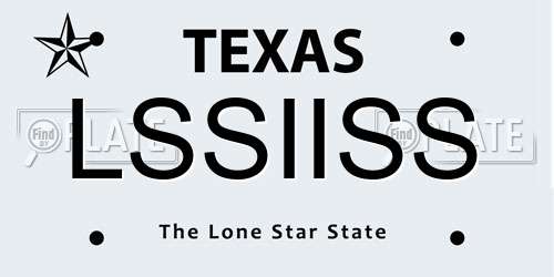 LSSIISS Texas License Plate