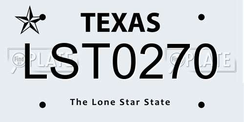 LST0270 Texas License Plate