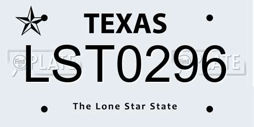 LST0296 Texas License Plate