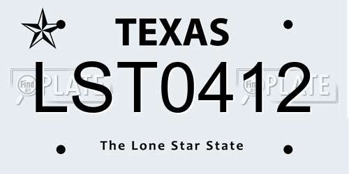 LST0412 Texas License Plate