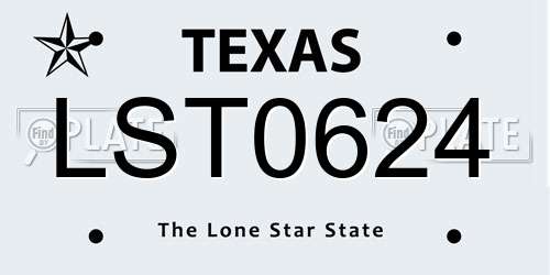 LST0624 Texas License Plate
