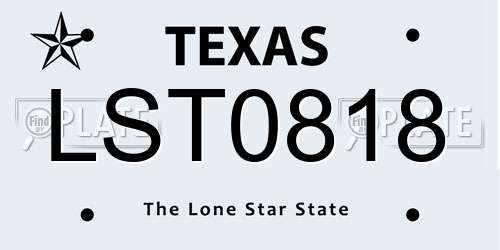 LST0818 Texas License Plate