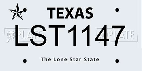 LST1147 Texas License Plate