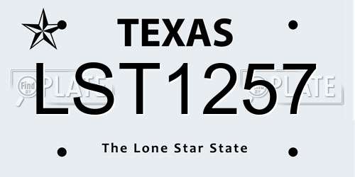 LST1257 Texas License Plate