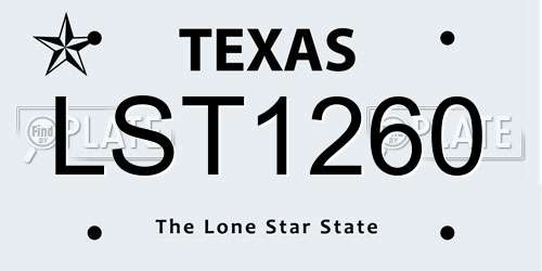 LST1260 Texas License Plate