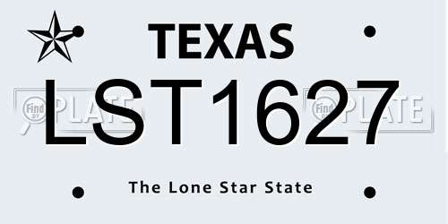 LST1627 Texas License Plate