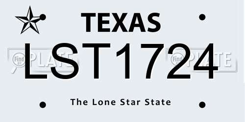 LST1724 Texas License Plate