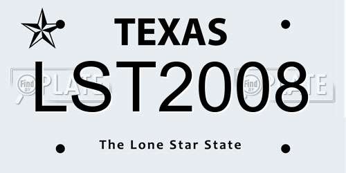LST2008 Texas License Plate