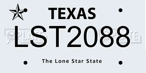 LST2088 Texas License Plate