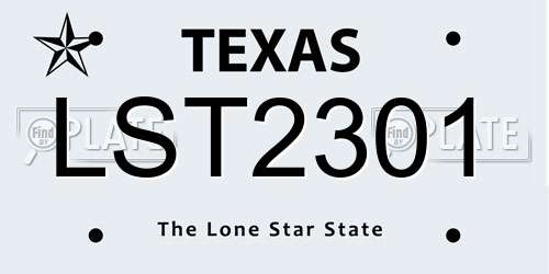 LST2301 Texas License Plate