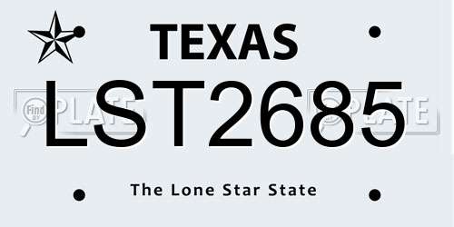 LST2685 Texas License Plate
